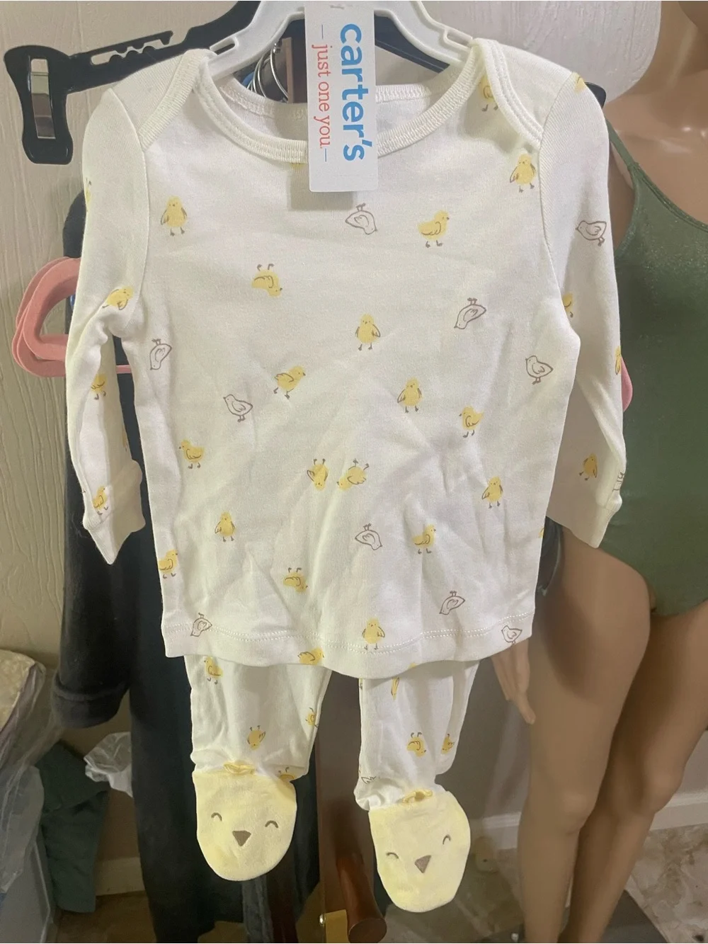 Carter's Cream Sleep Set with Yellow Chick Print